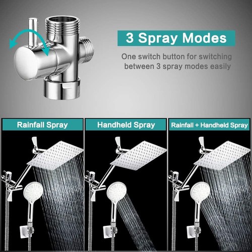 Elegant 10" High-Pressure Rainfall Showerhead with 5ft Hose & Holder for Luxury - Picture 4 of 9
