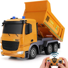 Remote Control Dump Truck Toys - RC Construction Vehicles with Blue Warning Ligh