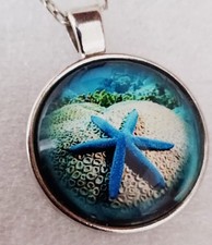 Beach and Starfish theme Pendant Necklace 18" Chain 6