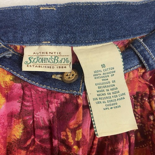 Vintage St Johns Bay Women's Size 10 Large Tiered Cotton Maxi Skirt Button 90's - Picture 6 of 7