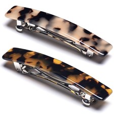 2PCS French Design Hair Barrette Tortoise Shell Celluloid Rectangle Hair Clip...