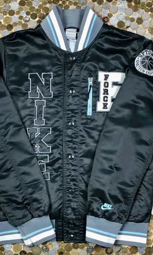 Vintage Nike Mens Embroidered ‘Force’ Satin Bomber Jacket - Size M Genuine 1989 - Picture 5 of 9