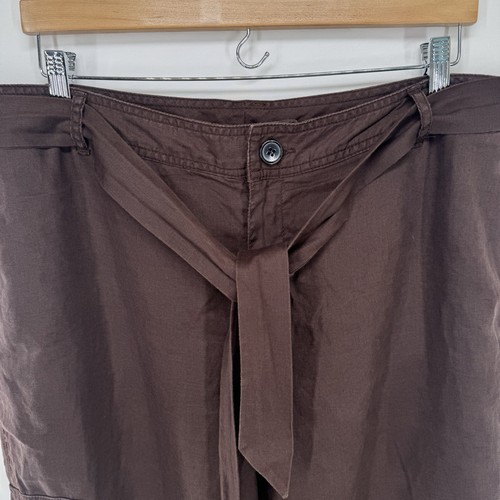 Damen-Cargohose Leinen weites Bein 16 minimalistisch Resort Capsule Freizeit zum Binden Cropped - Bild 4 von 10