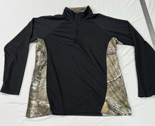 Gamehide Shirt Mens Large Black Camo Camouflage Quarter Zip Stretch Hunting EUC
