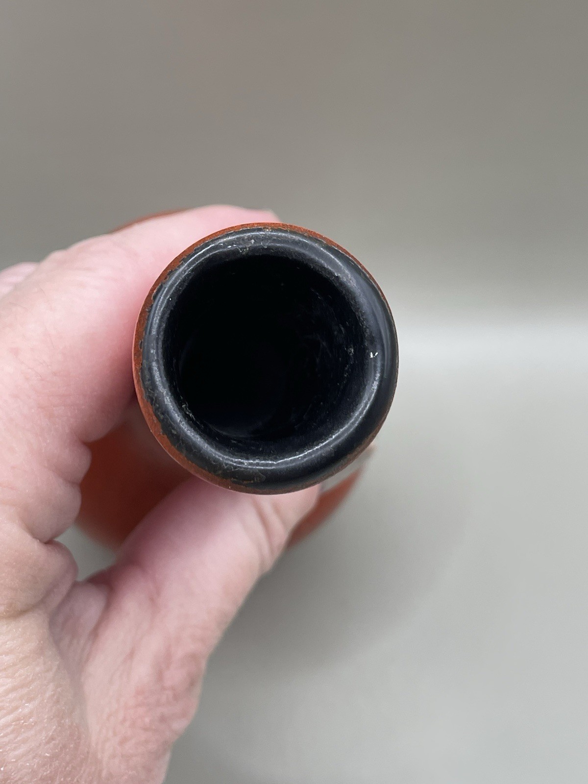 Vintage MCM Signed Royal Haeger Onion 7.5” Red Vase Long Neck READ