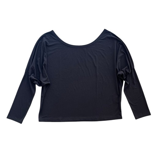 Zyia Active Women’s Sz XXL Black Batwing Dolman Ruched Long Sleeve Oversized Top - Picture 3 of 15