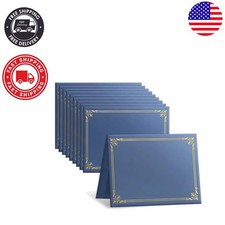 Navy Blue Certificate Holders with Gold Foil Border - 12 Pack for 8.5x11