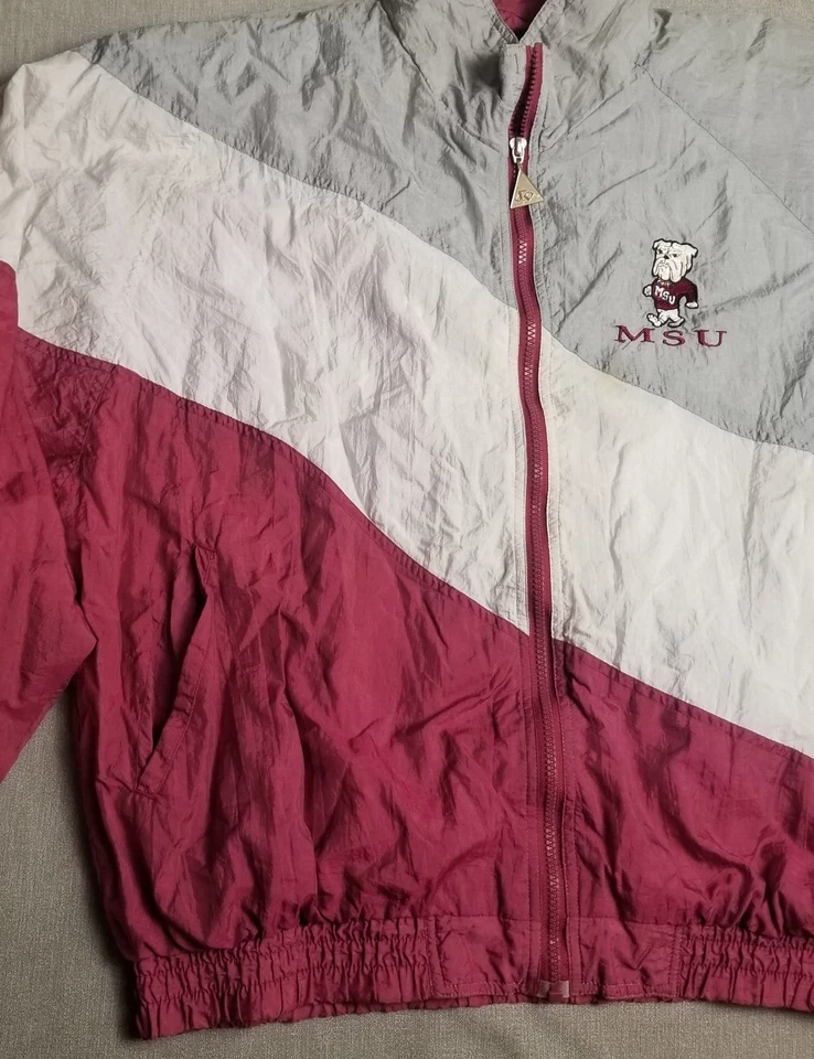 Vintage Mississippi State Bulldogs Jacket Red Oak Sportswear Windbreaker Sz XL - Image 3 of 4