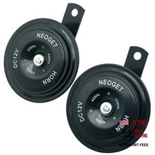 Disc Horn 12V Electric Loud High Low 2 Tone Horn Kit 90mm Black
