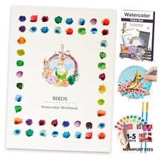 Watercolor Workbook, Water Coloring Book with 13 Pages 300GSM Paper, 26 Birds