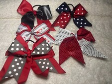 Lot of Pony Tail Cheer Dance Large Hair Bows Red  White