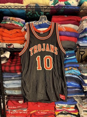 Vintage Trojans Jersey Mens 42 Black Basketball Rawlings Number 10 USA Tank Top