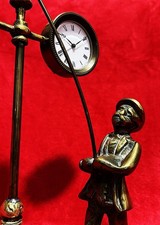 Antique Solid Brass Lamp Lighter Clock – Swiss Movement, Early 20th Century
