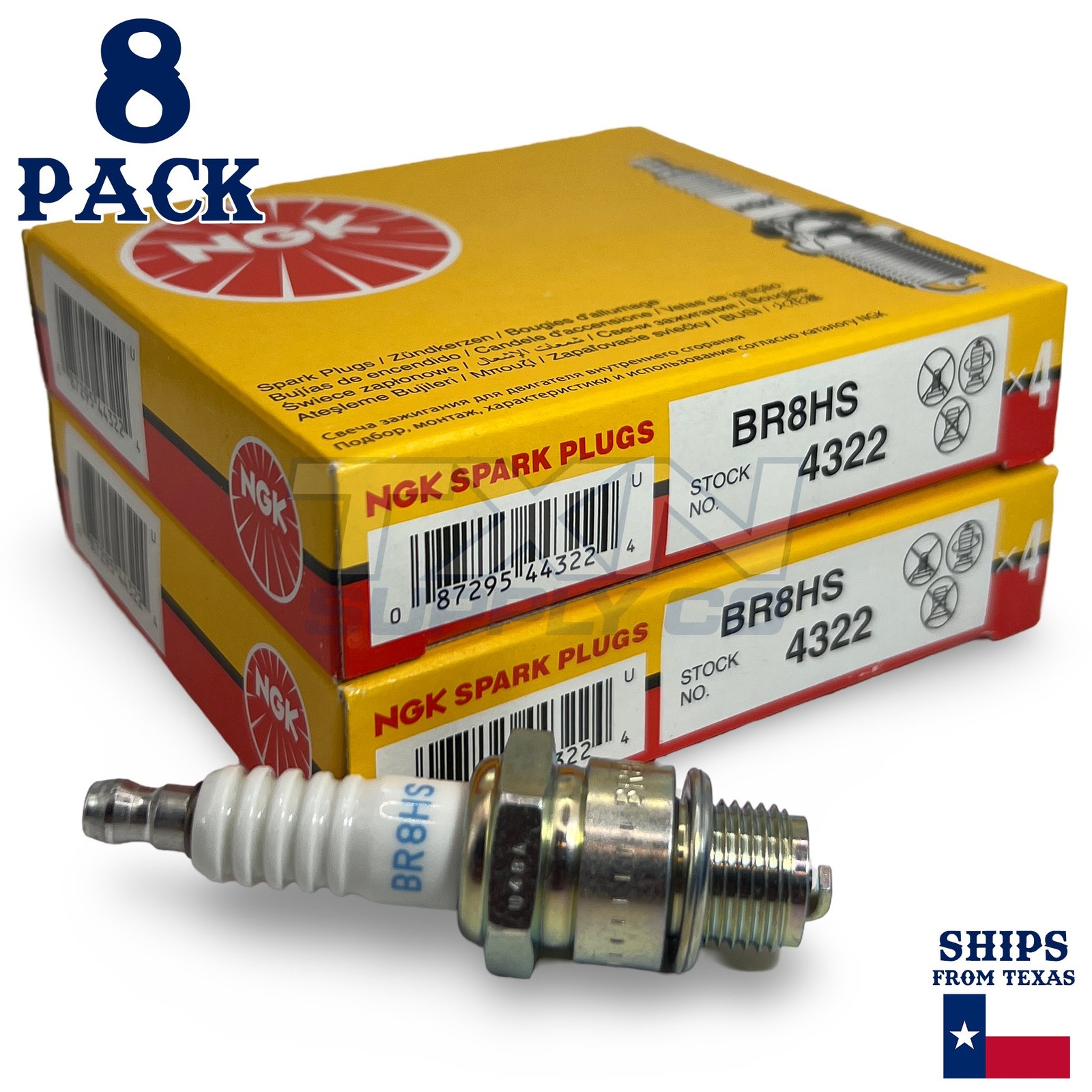 8 Pack NGK V-Power 4322 Spark Plugs BR8HS