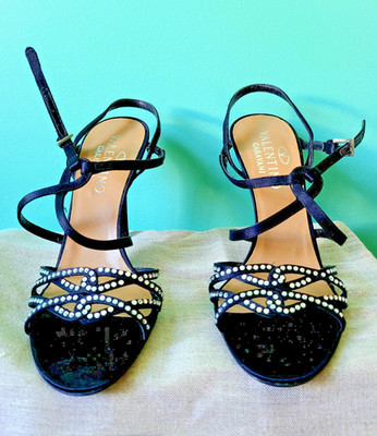 Valentino Garavani Embellished Swarovski Crystal Strappy Sandals Sz 38/US 8