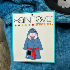 Saint Eve Kids Beach Swim Cover-up 100 Cotton Pirate Blue Red Striped