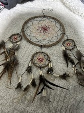 Dream Catcher Wall Hanging w/ Feathers Multi Hoop Design