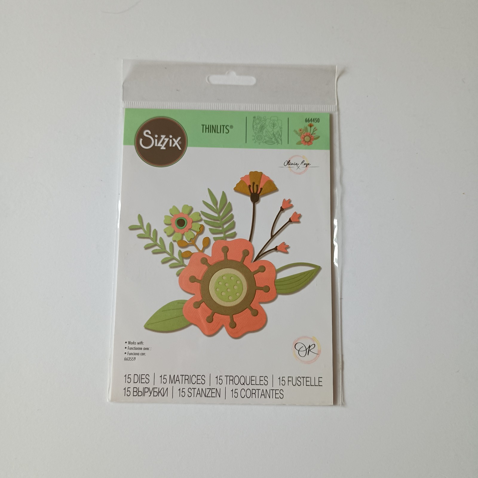 Sizzix Thinlits Die Set Creative Florals 664450 Flowers 15 Dies Cardmaking Rare