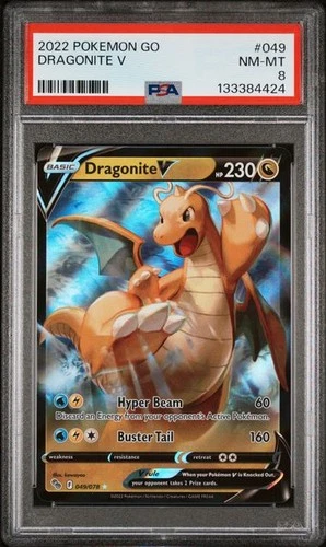 2022 POKEMON GO #049 049/078 NM-MT DRAGONITE V PSA 8