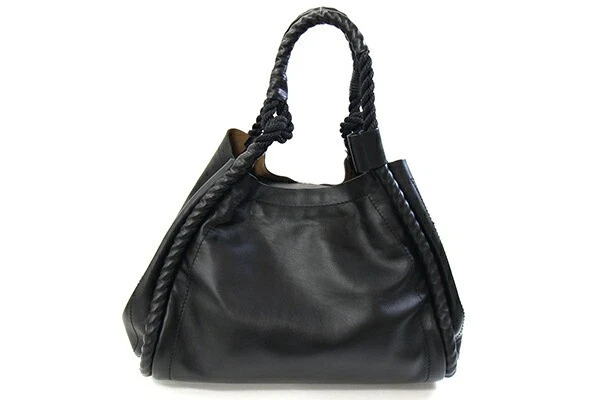 Б/у Max Mara морской сумка с короткими ручками в черной коже с большим плечевым ремнем - Изображение 2 из 4