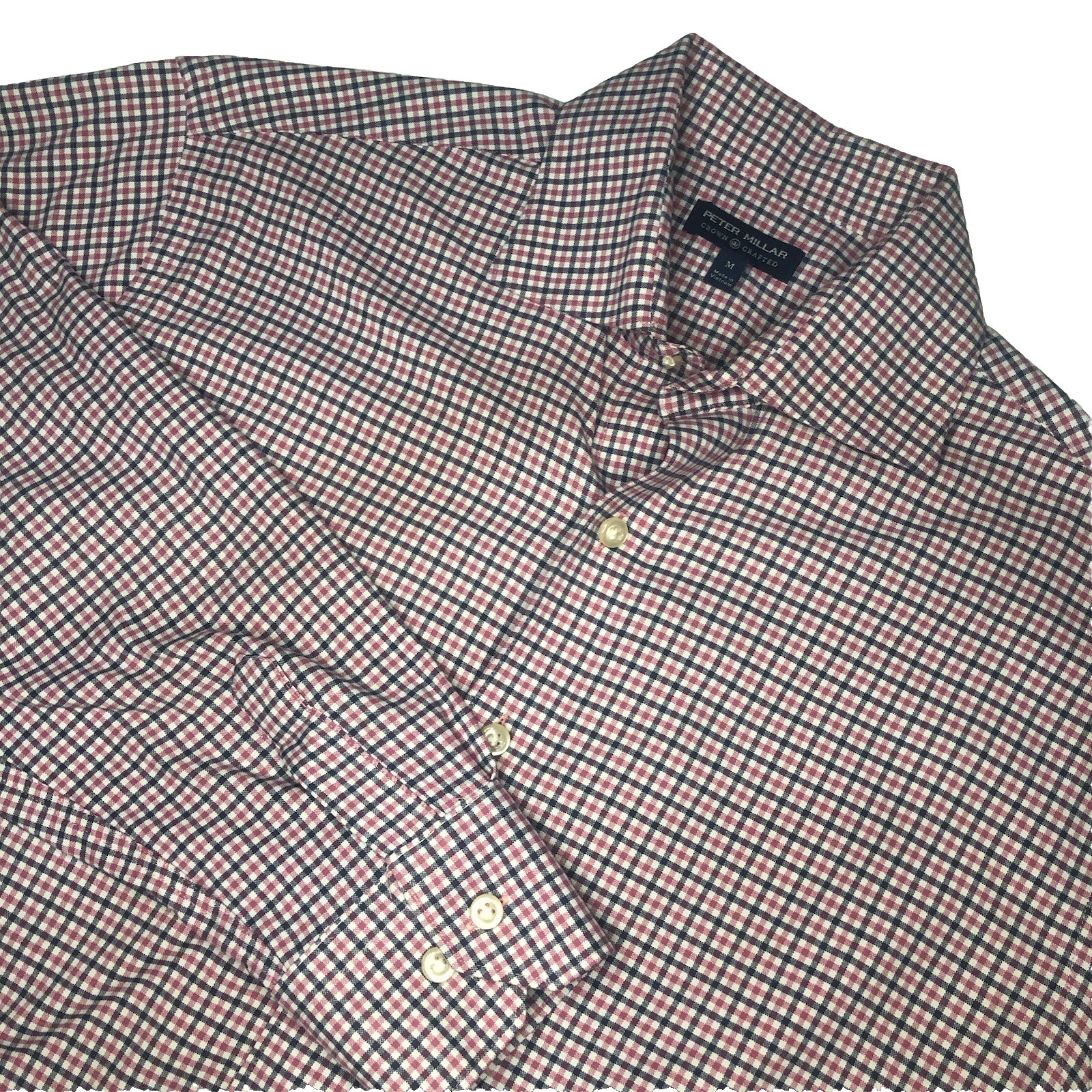 Peter Millar Button Down Shirt Medium Red, White,… - image 1