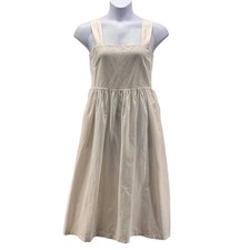 Uniqlo Linen Midi Dress Medium Cottagecore Soft Girl Vacation Smocked Feminine