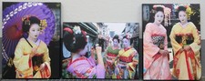 Drei Bilder von Geishas / Maikos, Kyoto Japan, Leinwand auf Holzrahmen gespannt