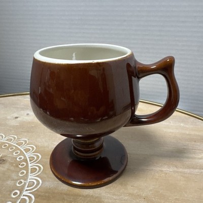 Hall Vintage Pottery Mid Century Modern pedestal Mug Brown Coffee Cup #2274