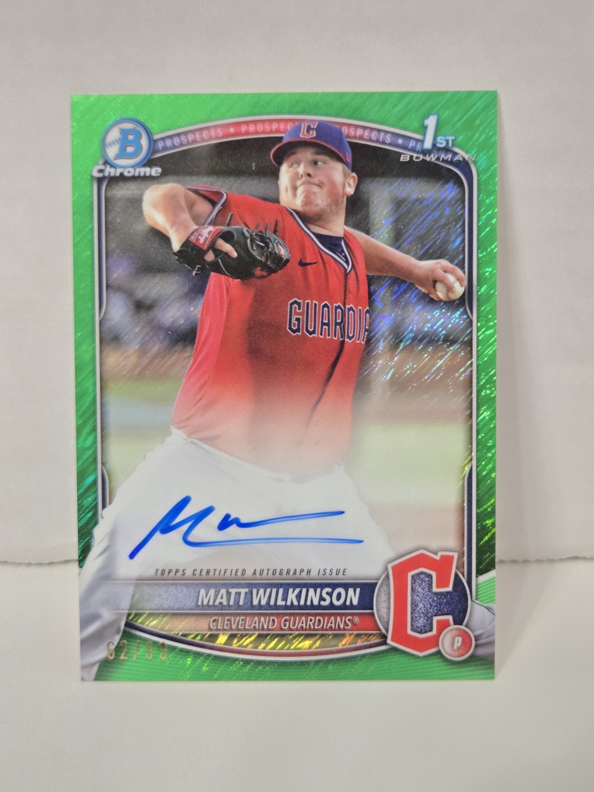 2025 Bowman Chrome MATT WILKINSON 1st Auto Green Shimmer /99 Cleveland #CPA-MW