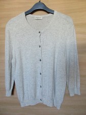 REPEAT cashmere Strickjacke Gr.42 Damen 100% Kaschmir hellgrau Rundhals