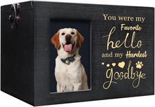 Pet Urns for Dog or Cat Ashes, Wooden Cremation with Photo Black