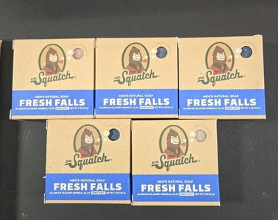 #ad LOT OF 5 Dr. Squatch MEN#x27;S NATURAL Bar Soap FRESH FALLS Scent 5 oz Each Bar $21.50