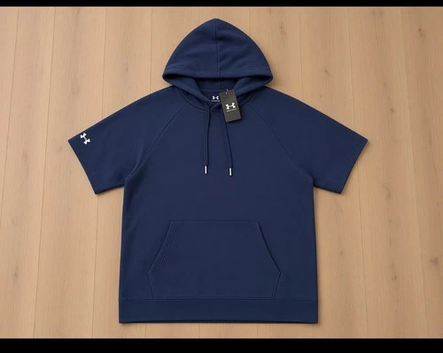 Under Armour Rival Fleece Hoodie Mens XL Blue Loose Fit Short Sleeve Pullover - product listing photo