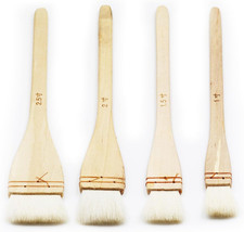 Paintbrush Set 4 PCS Flat Hake Brushes with Soft White Goat Hair for Watercol