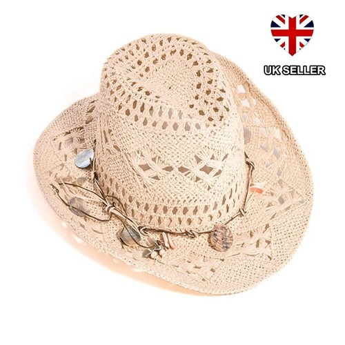 Donna Cowboy Cappello Paglia Stile Cowgirl Sole Bianco Natural Stetson UK  Seller | eBay