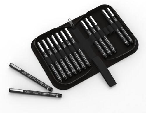 TOOLI-ART Micro-Line Pens With Case, 14/Set Black, Fineliner, Multiliner BLACK - Picture 3 of 10