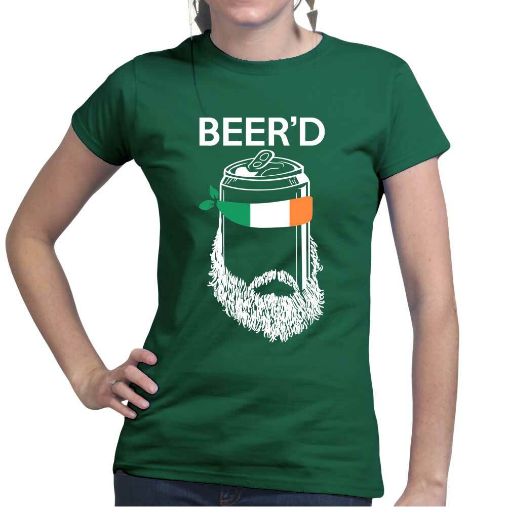 Beer'D Beard Irish Beer St Patrick's Paddys Day Shamrock Ladies T shirt T-shirt