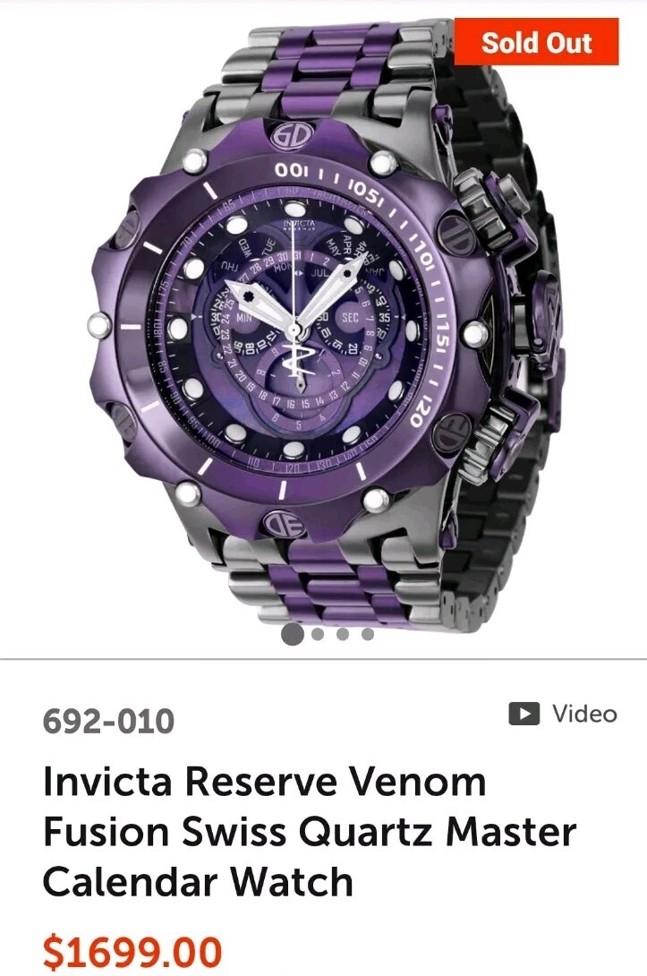Invicta Reserve 52mm Venom Fusion Swiss Master Calendar 