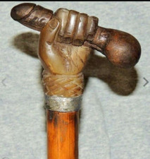 Hand carved hand penis wooden walking stick for men women walking cane handmadeY