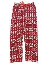Womens Plush Red Snowflake Christmas Holiday Sleep Pants Pajama Bottoms