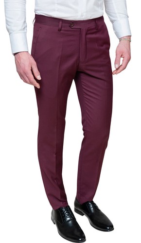 PANTALONI UOMO SARTORIALI ROSSO BORDEAUX CLASSICI ELEGANTI CERIMONIA | eBay