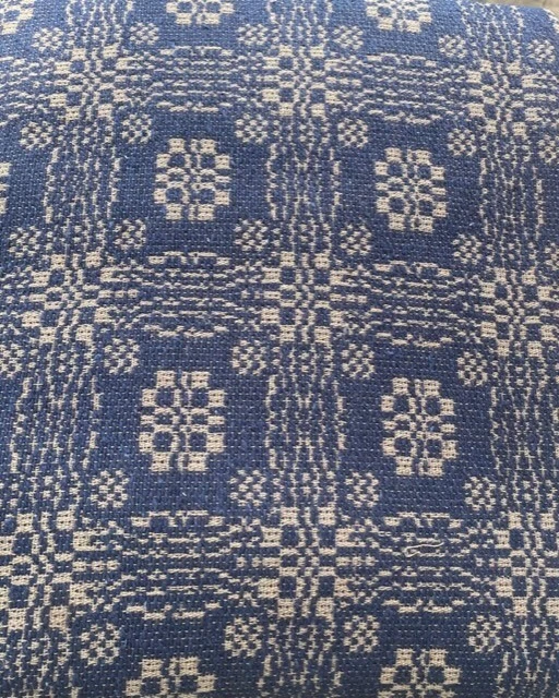 New Primitive Colonial NAVY BLUE LOVER'S KNOT QUEEN COVERLET Bedspread Cover - Image 2 of 3