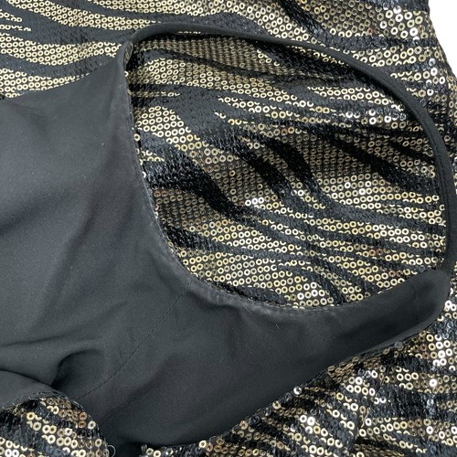 Black Halo Armelle Sequin High Lo Evening Gown Dress Golden Tiger Women Size 0 - Picture 12 of 12