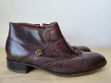 Hanover Embassy Collection Leather Ankle Boots Zip Brown USA  Men's Size 10