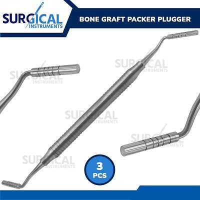 3 Pcs Bone Graft Packer Plugger Depth Gauge Dental Implant Tool German Grade