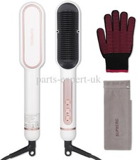 White Negative Ionic Hair Straightener Brush 9 Temp with LED Display for Women