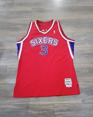 🔥 1996 AUTHENTIC ALLEN IVERSON JERSEY 76ERS MITCHELL NESS 52 2XL