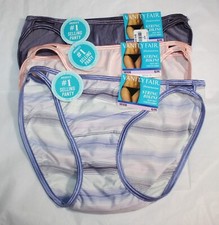 NWT set of 3 VANITY FAIR ILLUMINATION STRING BIKINI 18108 PURPLE PEACH STRIPES M