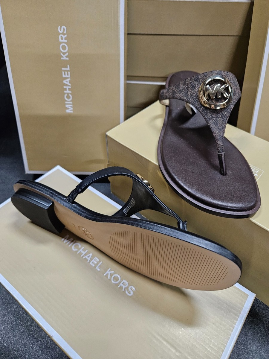 MICHAEL KORS MK Logo Slide on Thong Sandals Marlena Flats