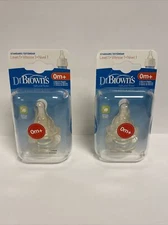 Dr. Brown's Natural Flow Silicone Bottle Nipple Level 1 0m+ LOT OF 2 (4 Nipples)